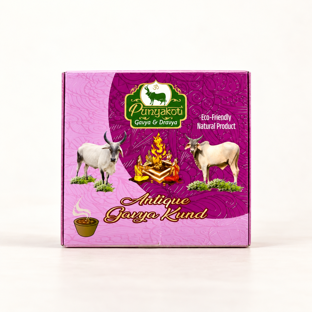 Punyakoti Antique Gavya Kund – Panchagavya Dhoop Cups with Bakhoor Aroma | 12 Cups