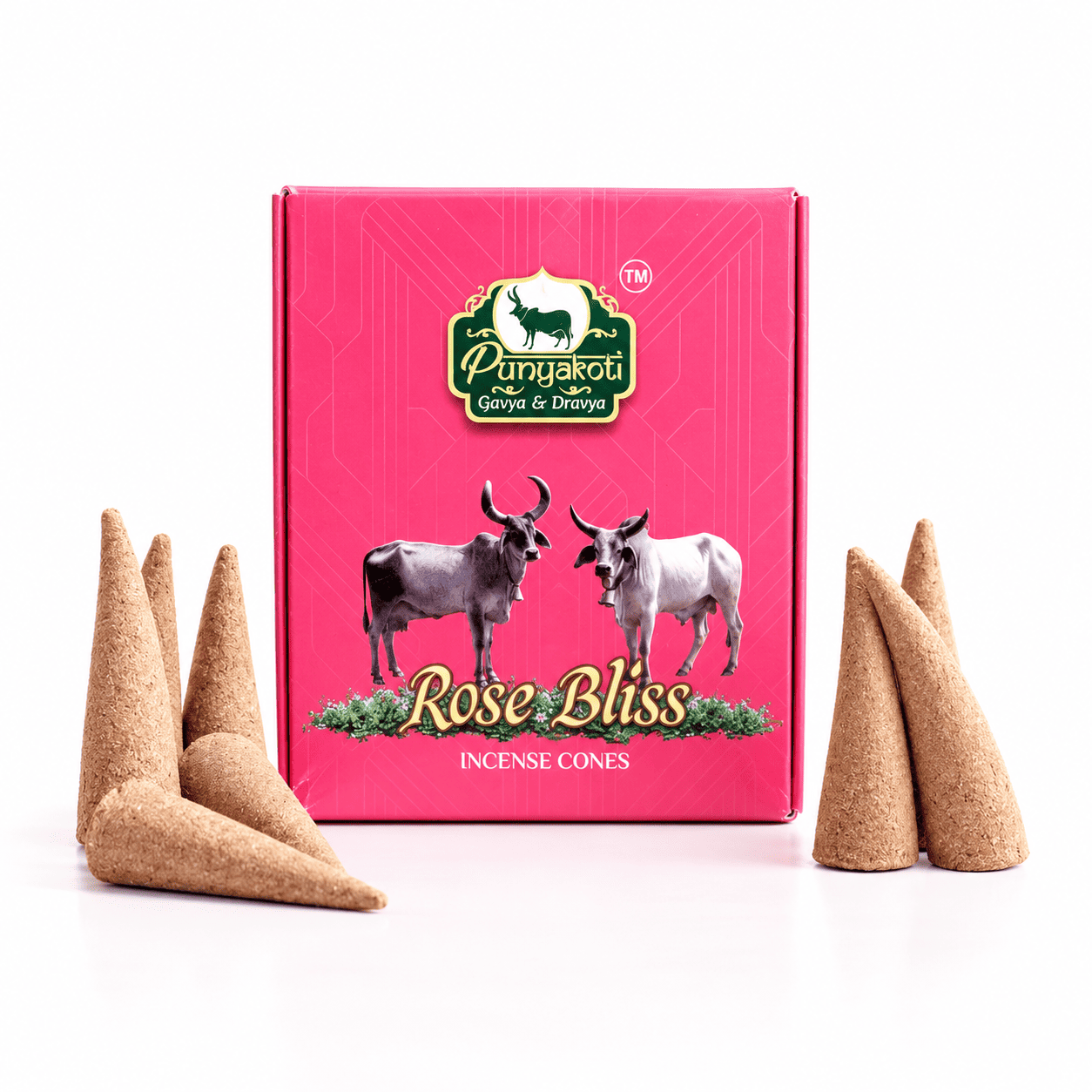 Punyakoti RoseBliss Panchagavya Dhoop Cones – Organic Rose (30 Count)